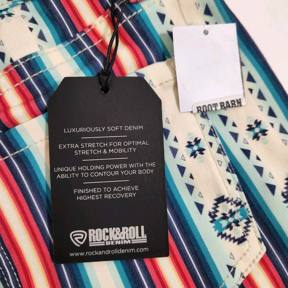 NWT Rock & Roll Denim x Hooey Baby Flare Jeans 28x34 Serape Western‎ Stretch NEW - Picture 11 of 15